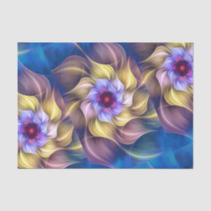Blue Pastel Fractal Flower Abstract Tissue Paper