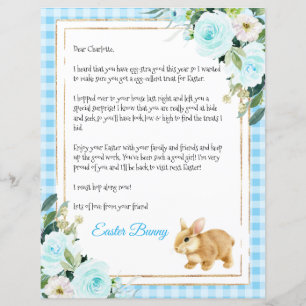 Blue Pastel Letter For A Boy From The Easter Bunny