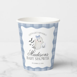 Blue Pastel Little Boo Ghost Baby Shower Coffee Paper Cups