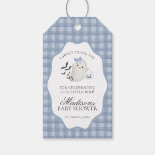 Blue Pastel Little Boo Ghost Baby Shower Favors Gift Tags