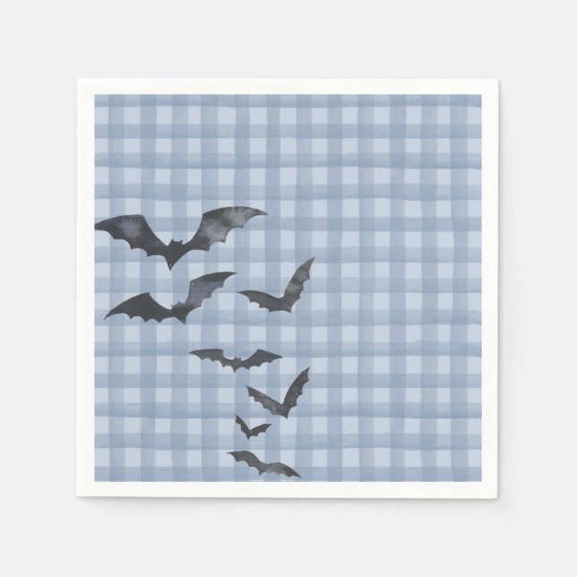 Blue Pastel Little Boo Ghost Birthday Dessert Napkin (Front)