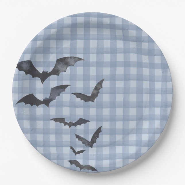 Blue Pastel Little Boo Ghost Birthday Dessert Paper Plate (Front)