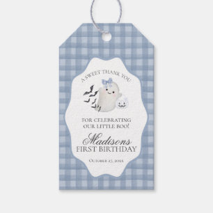 Blue Pastel Little Boo Ghost Birthday Party Favour Gift Tags