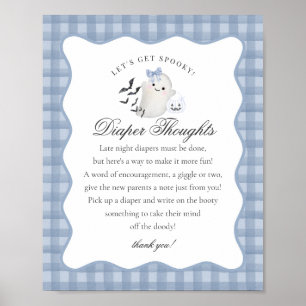 Blue Pastel Little Boo Ghost Diaper Thoughts Sign