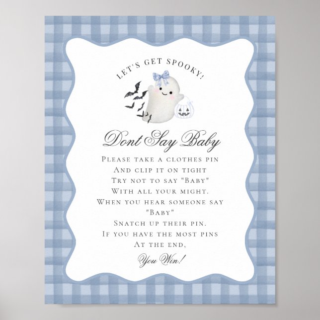 Blue Pastel Little Boo Ghost Dont Say Baby Game Poster (Front)
