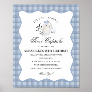 Blue Pastel Little Boo Ghost Time Capsule Game Poster