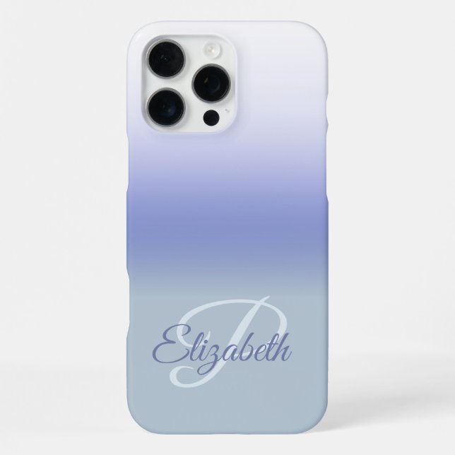 Blue Pastel Ombre  Initial Monogram Custom Name  iPhone Case (Back)