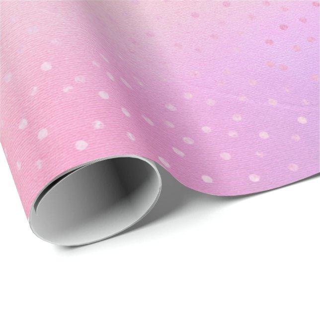 Blue Pastel Ombre Pink Purple Ombre Dots Rose Wrapping Paper (Roll Corner)