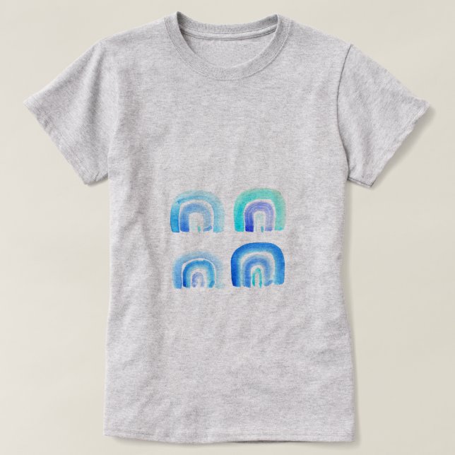 Blue Pastel retro rainbow T-Shirt (Design Front)