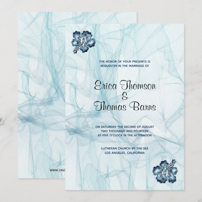 Blue Pastel Tones Background Wedding Invitation (Front/Back)
