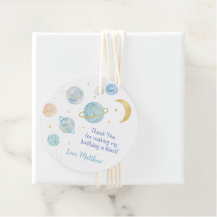 Blue Pastel Two The Moon Space Birthday Favour Tags