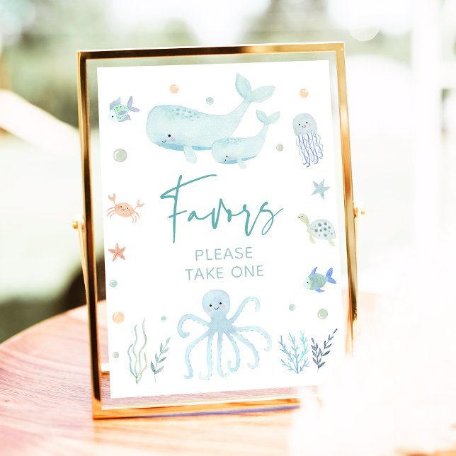 Blue Pastel Under the Sea Baby Shower Favours Sign (Creator Uploaded)