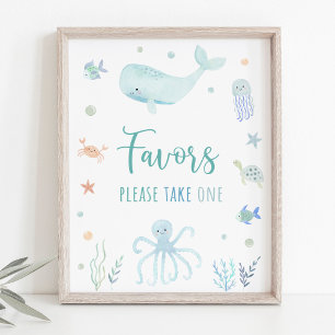 Blue Pastel Under the Sea Birthday Favour Sign