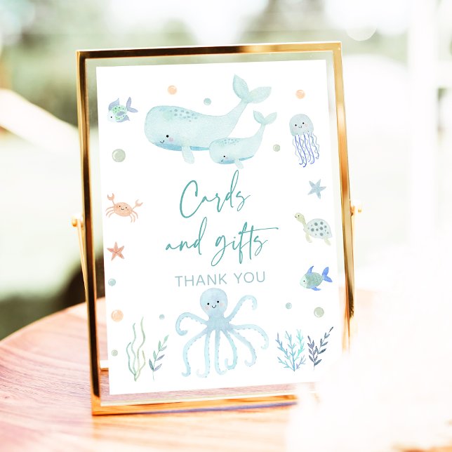 Blue Pastel Under the Sea Cards and Gifts Sign (Creator Uploaded)