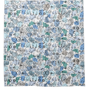 blue pastel woman design shower curtain