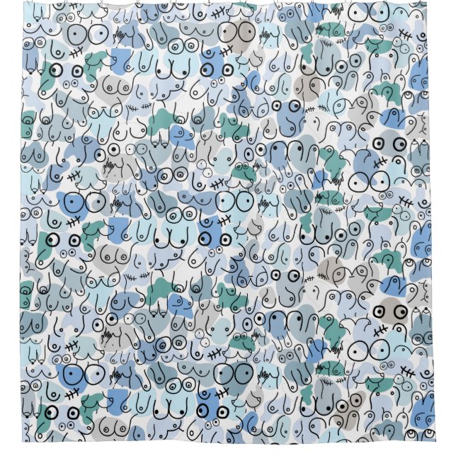 blue pastel woman design shower curtain (Front)