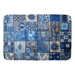 Blue Patchwork Bath Mat