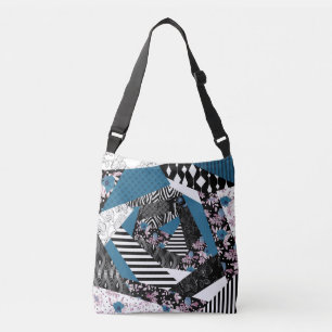 Blue patchwork, popular, patchwork, folk, rustic,  crossbody bag