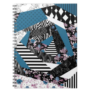 Blue patchwork, popular, patchwork, folk, rustic, notebook