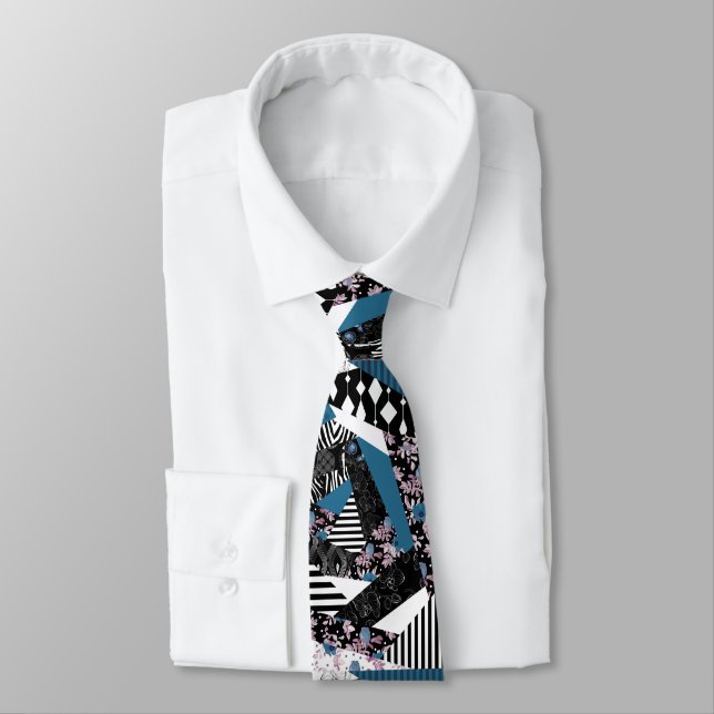 Blue patchwork, popular, patchwork, folk, rustic, tie (Tied)