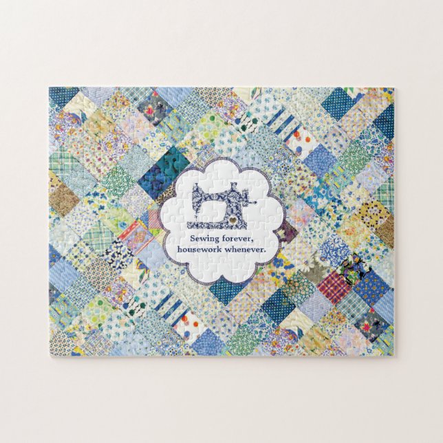 Blue Patchwork Quilt Puzzle (Horizontal)