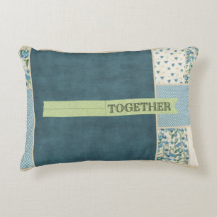 Blue Patchwork Together Throw Pillow