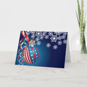 Blue Patriotic Christmas Holiday Card