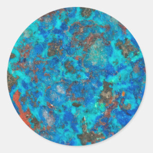 Blue patterened Shattuckite Classic Round Sticker