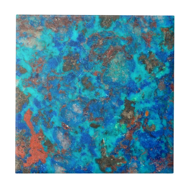 Blue patterened Shattuckite Tile (Front)