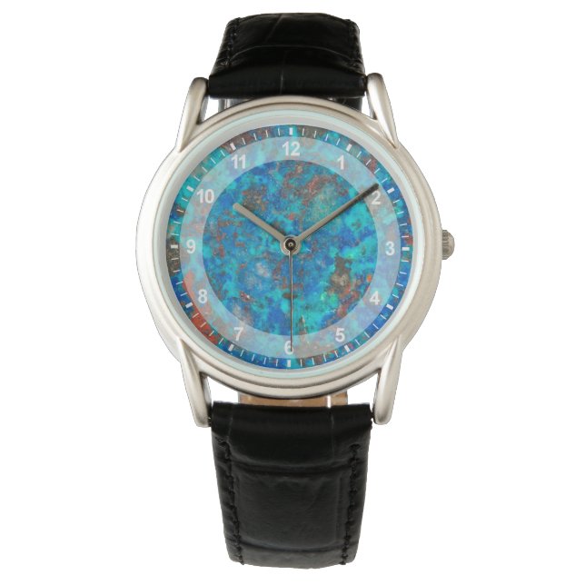 Blue patterened Shattuckite Watch (Front)