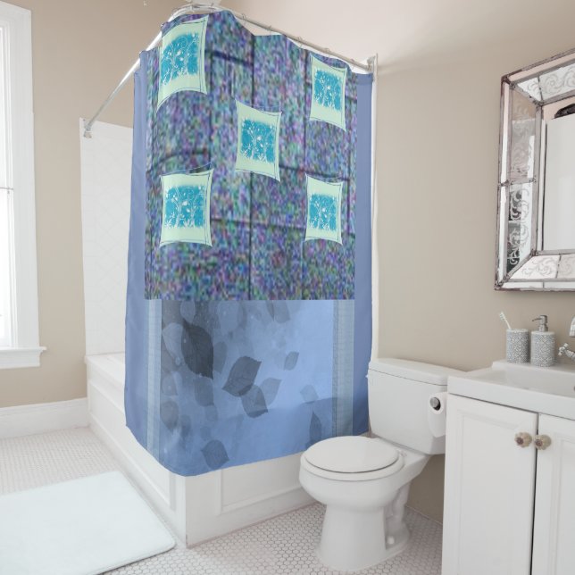 blue pattern asst coloured showercurtain shower curtain (In Situ)