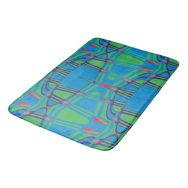 Blue pattern bath mat - Puddy Play Lace (Angled)