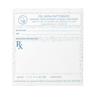 Blue pattern Doctor Prescription Notepad