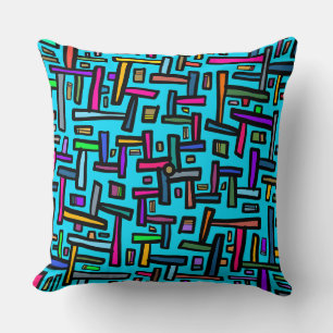 Blue pattern doodle cushion