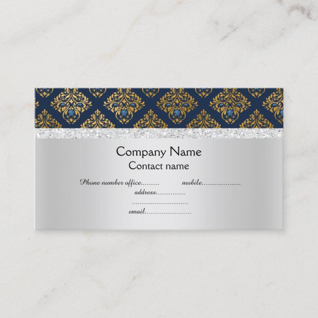 Blue pattern  elegant semi gloss business card (Front)