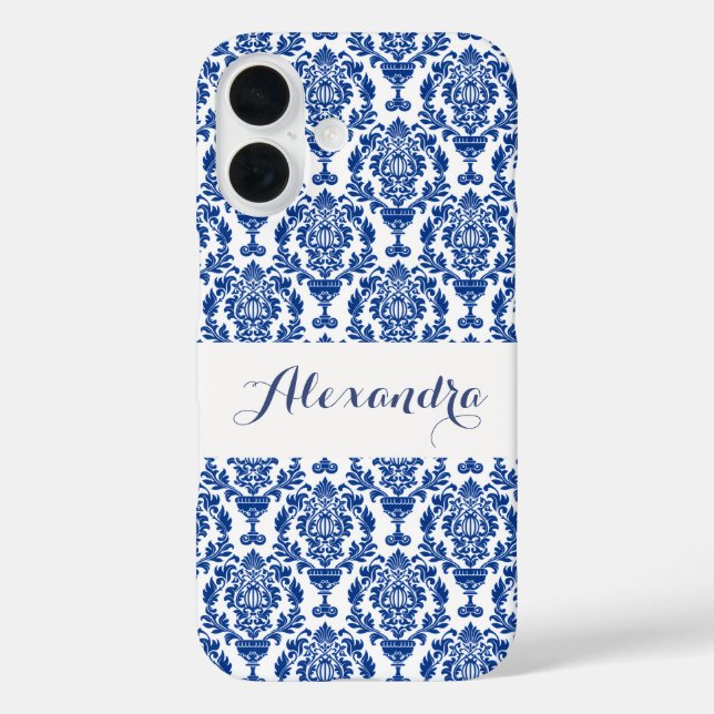 Blue Pattern French Country Name  Case-Mate iPhone Case (Back)