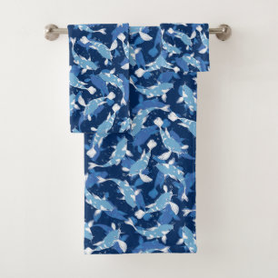 Blue Pattern - Koi Fish Bath Towel Set