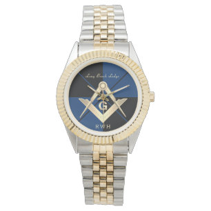 Blue Pattern Monogram Masonic Lodge Watch