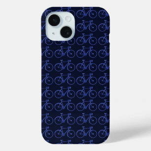 Blue pattern of bikes iPhone 15 case