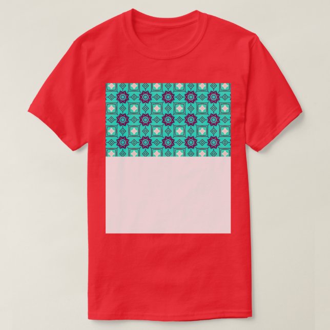 blue pattern retro mosaic pattern T-Shirt (Design Front)