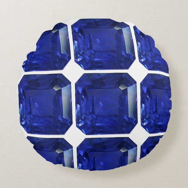 Blue Pattern  Round Cushion (Front)