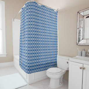 blue pattern shower curtain