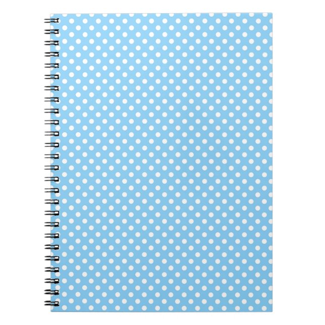 blue pattern with white polka dots  notebook (Front)