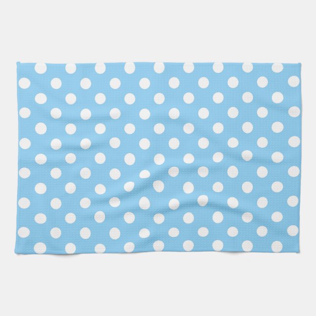 blue pattern with white polka dots  tea towel (Horizontal)