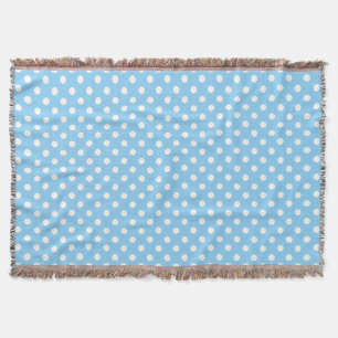 blue pattern with white polka dots throw blanket