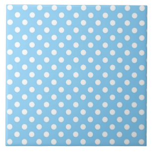 blue pattern with white polka dots tile