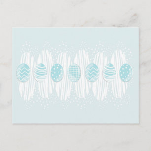 blue patterned Easter eggs on blue Holiday Postcard