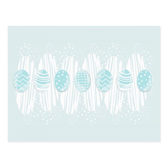 blue patterned Easter eggs on blue Postcard