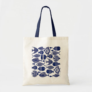 Blue Patterned Fish Tote Bag