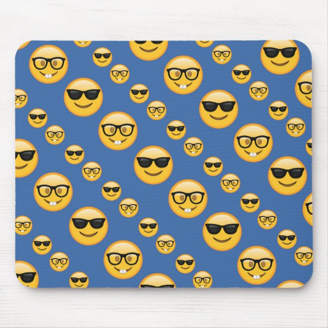Blue Patterned Glasses Emojis Mouse Mat (Front)